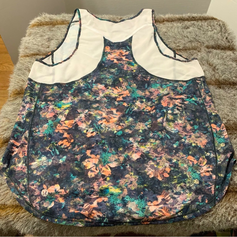 Lululemon 4 Sculpt Tank II Dappled Daze Multi Mesh Insert Floral Yoga Run RARE